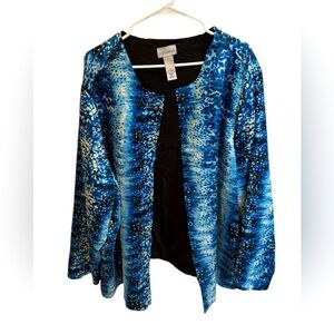 Catherines Reversible Crinkle Jacket Plus 4XL 30/32W Blue Black Splatter
